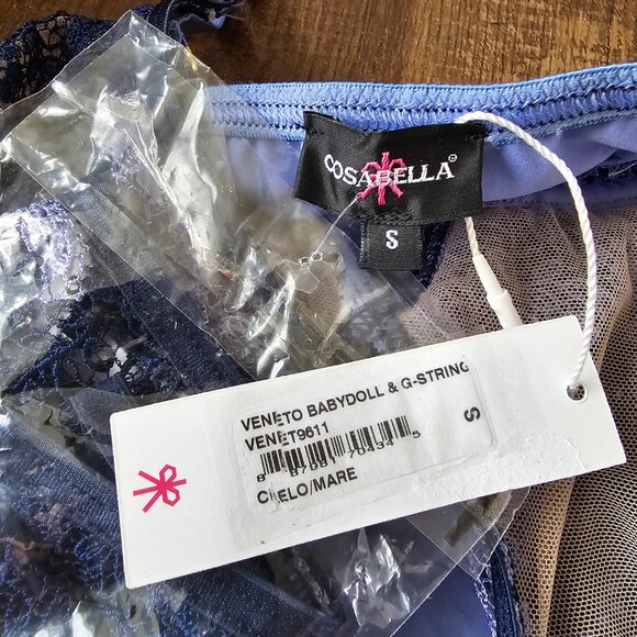 NWT!! 2PC Set! Cosabella Veneto Babydoll (S) & G-String (OS), Blue - Picture 11 of 15